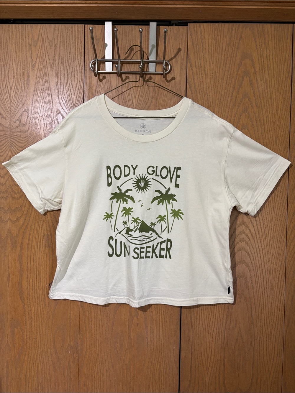 Body Glove Cream Graphic 'Sun Seeker' Crop Tee XL Cotton